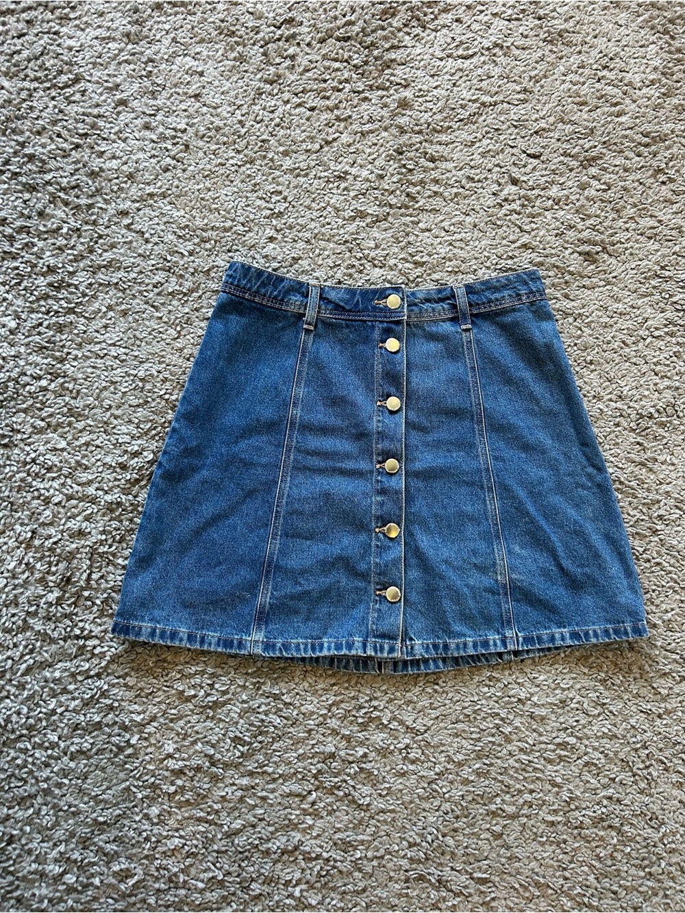 Divided Blue Denim Button-Front A-Line Skirt